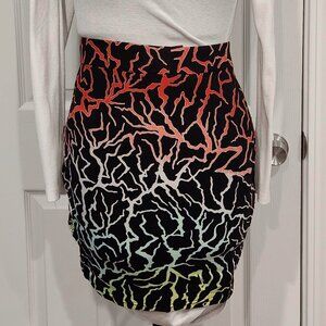 Colorful mini skirt with 3 side cutout holes and small O rings. Killstar size S